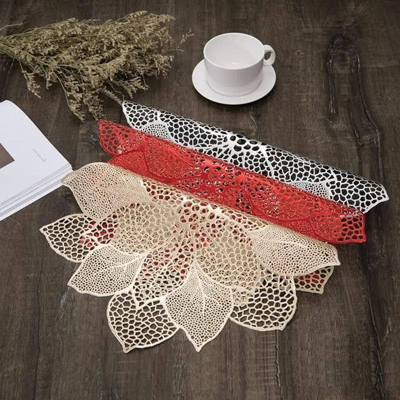 QX2E 연꽃 브론징 중공 플레이스매트 서양식 쿠션 내열 매트