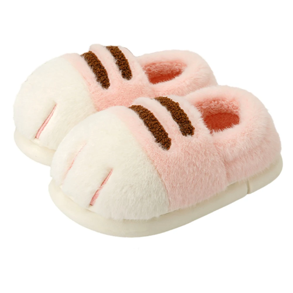 Plush Cat Paw Thermal Slippers for Autumn Winter