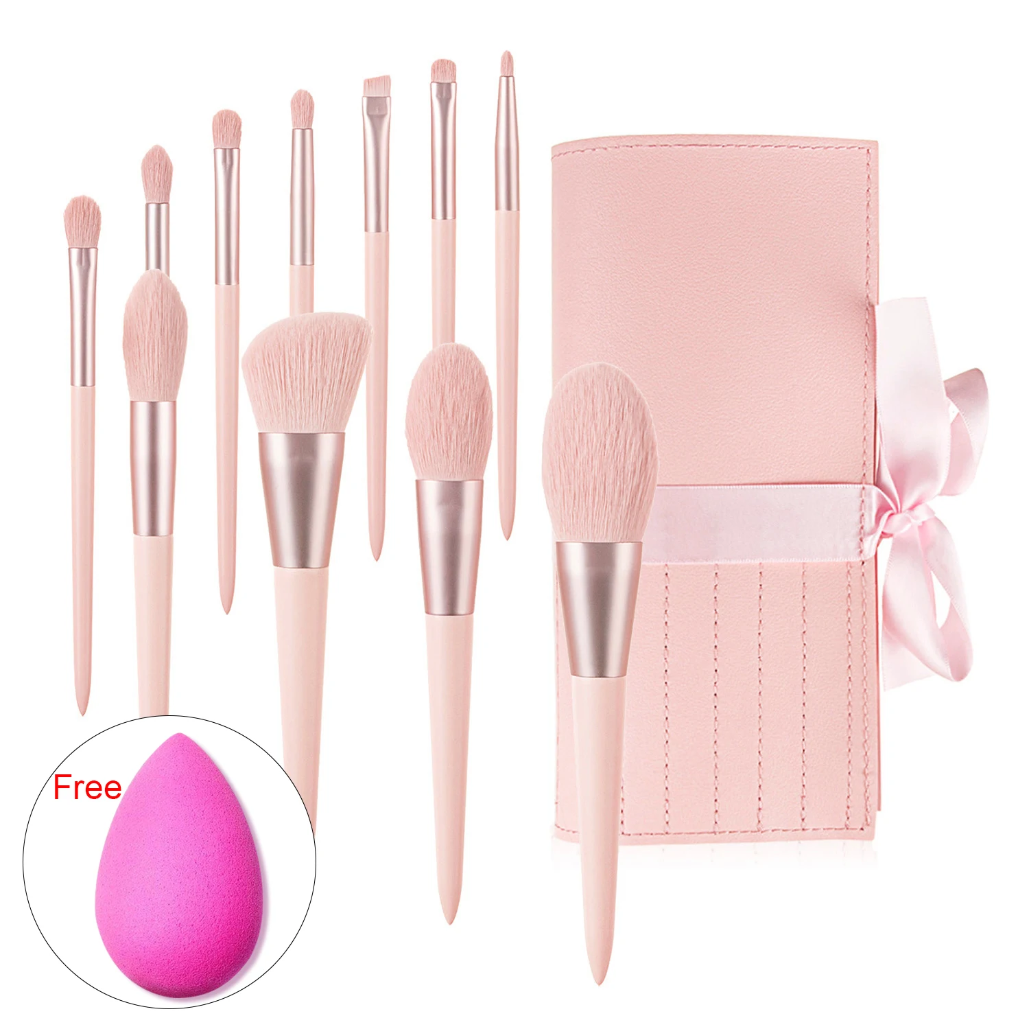 

11pcs Professional Makeup Brushes Set Liquid Foundation Concealer Eyeshadow Eyebrow Powder Cosmetic Pink Brush Beauty Tools