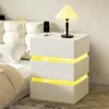 LED Nightstand Set of 2, Led Nightstand with Charging Station 3 Drawer Nightstand Smart Nightstand, Acrylic Nightstands Bedroom 1