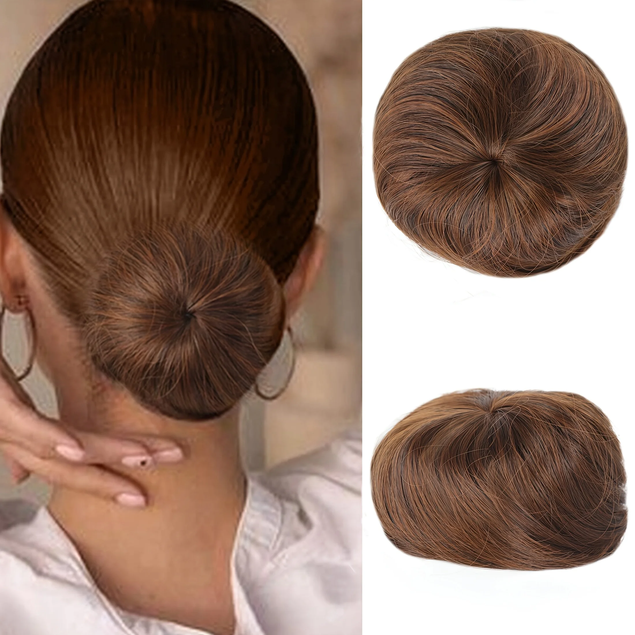 합성 시뇽 조절 가능한 헤어 번 헤어 스크런치 익스텐션 곱슬 업두 헤어피스 여성용