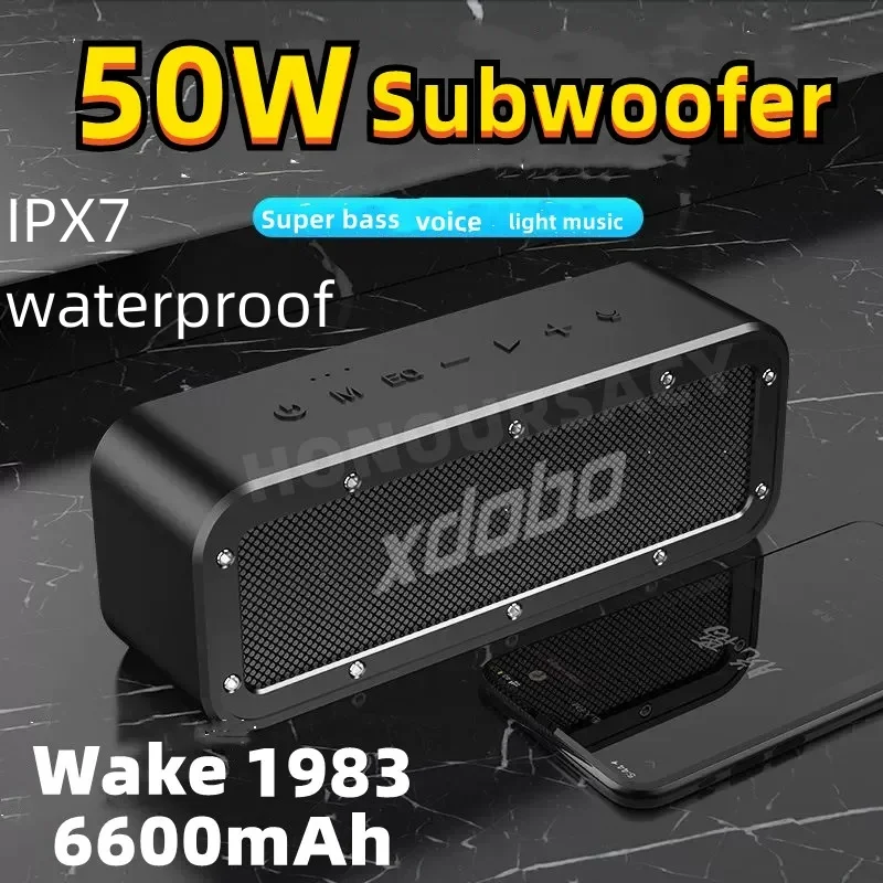 

XDOBO 1983 50W High Power Portable Outdoor Bluetooth Speaker TWS 3D Stereo Subwoofer Wireless Sound Column IPX7 Waterproof Box