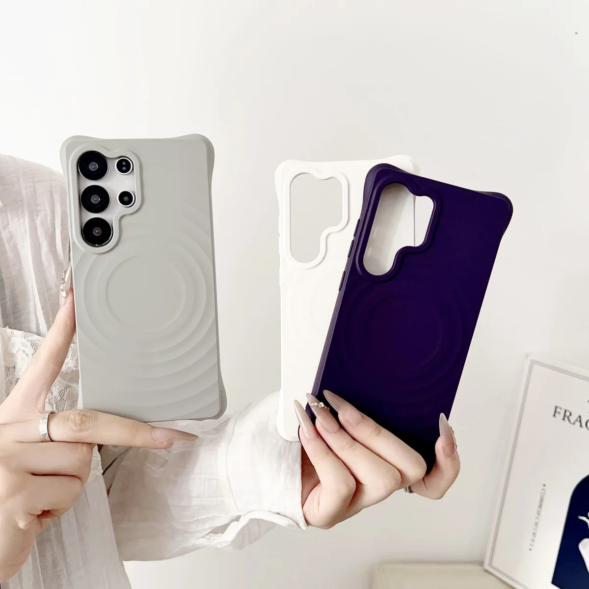 Stylish Water Ripple Silicone Magnetic Case with Wireless Charging and Shockproof Protection