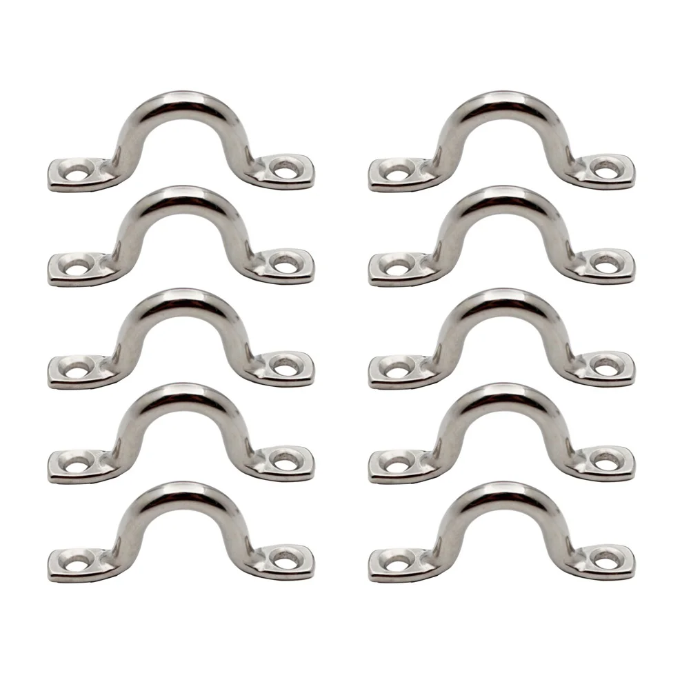 Kayak Eye Straps Stainless Steel U-Shaped Deck Loops Boat Eye Strap Marine Boat Hardware (4mm) kayak fixed ring pad eye straps stainless steel yacht handles tools metal eyes grab boat boats for door deck