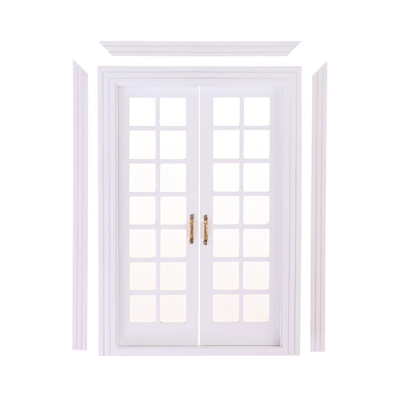 1:12 Dollhouse Wooden Window Door Frame Miniature Doll House Furniture Toys Dollhouse Miniature Window Panel Play House 3