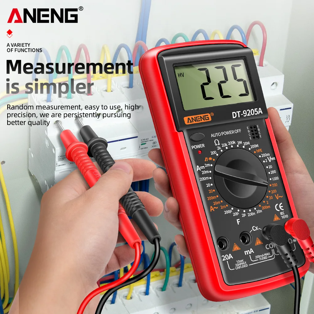 Digital Multimeter AC/DC Transistor Voltage Tester ANENG DT9205A