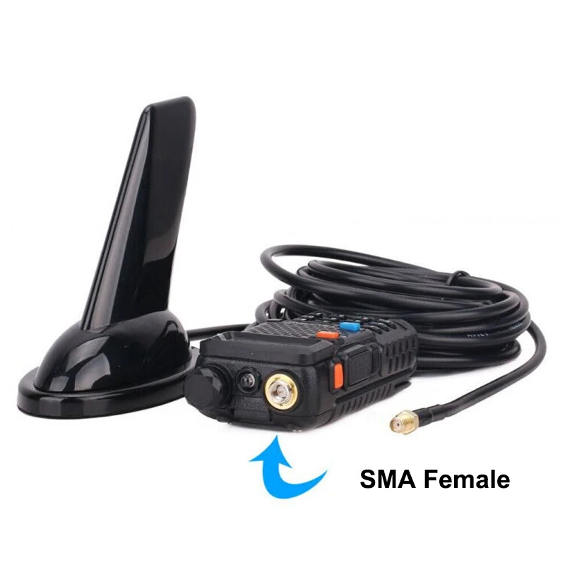 Baofeng UHF/VHF 듀얼 밴드 상어 지느러미 안테나 자동차 워키 토키 핸드 헬드 라디오 안테나 SMA-여성 BF-888S UV-5R/9R RG58 케이블