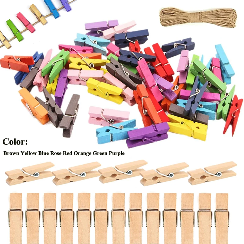 Colorful Wooden Clip Natural Wood Clamp Picture Clips Mini Clothes Pins  Seal Clip For DIY Photo Paper Peg Clothespin Craft Decor - AliExpress