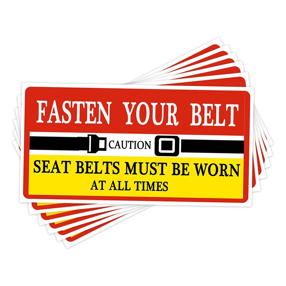 15 Pack Waterproof Adhesive Fasten Your Seat Belts Stickers Must Be Worn at All Times Safety Labels