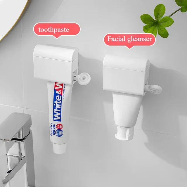 Spremi dentifricio a parete Accessori per il bagno Porta dispenser per dentifricio Organizzatore per spazzolino impermeabile autoadesivo 2