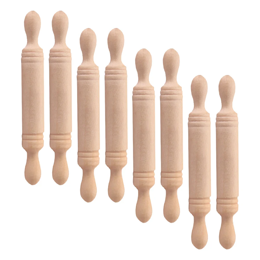 

8pcs Miniatures Wooden Rolling Sticks Mini House Accessories Kids Toys