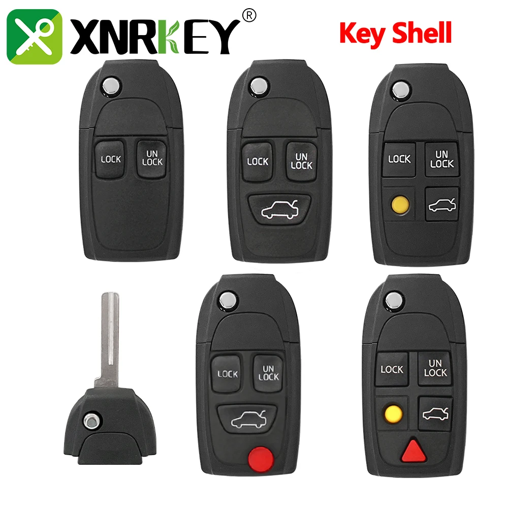 XRNKEY 2/3/4/5 Buttons Remote Flip Folding Key Shell For Volvo XC70 XC90 V50 V70 S60 S80 C30 New Replacement Fob Car Ke 5 buttons flip remote key case fob replacement fit for volvo s60 2000 2009 s80 1999 2006 v70 2000 2007 xc90 2002 2013 car key