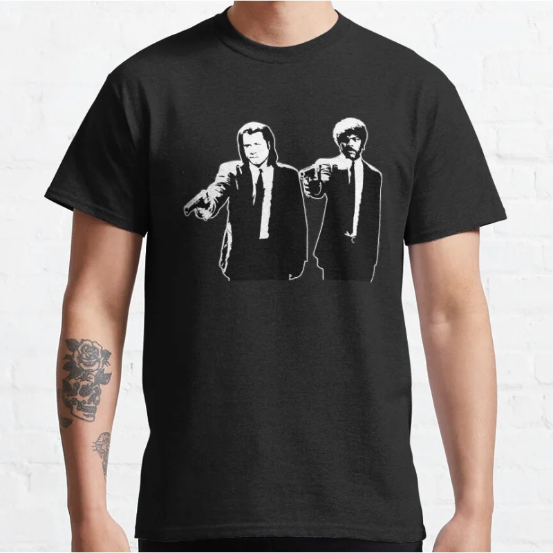 80er-Jahre-Vintage-Film Pulp Shoot Fiction Kurzarm-T-Shirt mit Rundhalsausschnitt für Herren, große Größe, Erwachsenen-Tops S-6XL