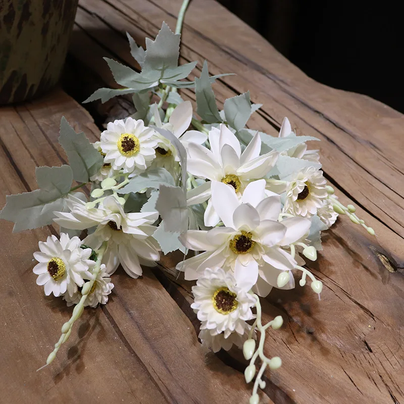 

5Pcs 90cm Length Dahlia Artificial Silk Flower Wedding Decoration Flower Arrangement Party Chair Back Flower Dahlia Home Layout
