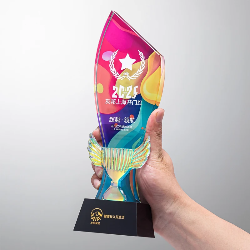 Customized Creative High-end Crystal Trophy, Competition Award Annual Meeting Souvenir, Home Decor, Outstanding Staff Medal, 1Pc