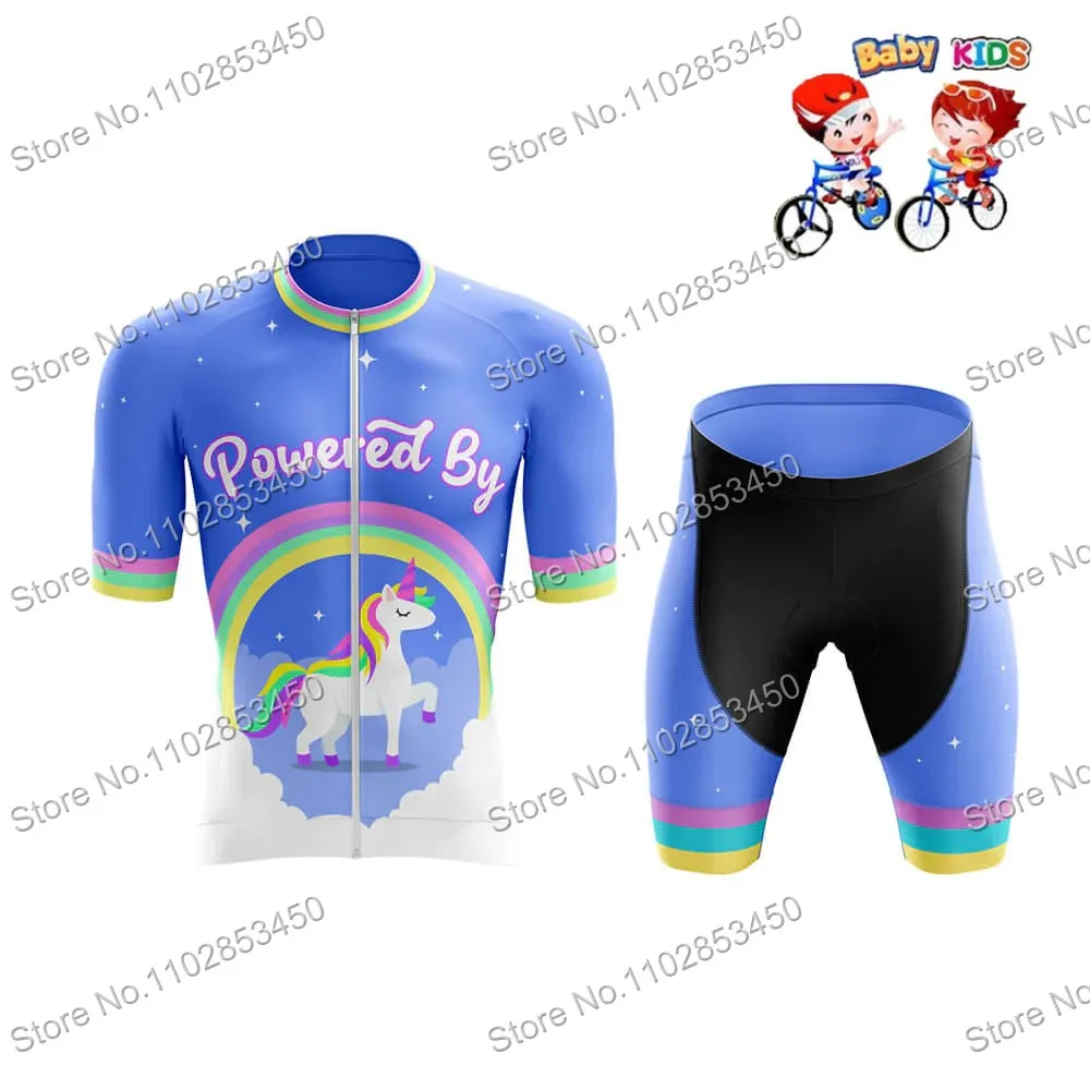 Kids Funny Unicorn Cartoon Cycling Jersey Set Summer Boy Girls Cycling Clothing Children Road Bike Tops Bicycle Suit MTB cycling jersey cycling suit cycling jersey set