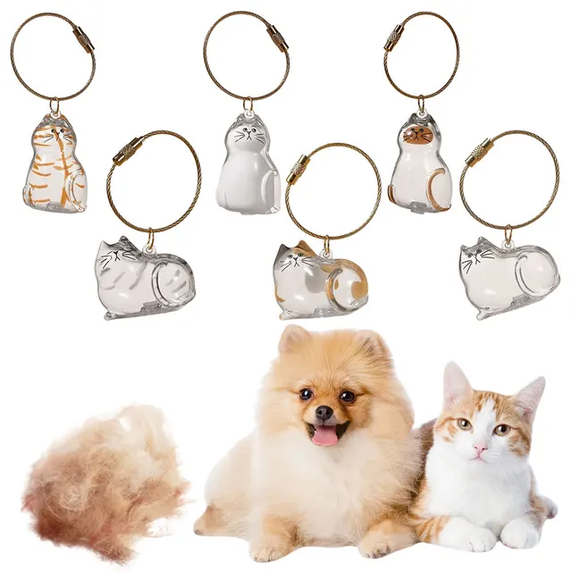 Transparent Cat Hair Storage Box Pet Fur Keepsake Capsule Cat Hair Storage Capsule Keychain Gift for Pet Lovers Transparent Cat Hair Storage Box Pet Fur Keepsake Capsule Cat Hair Storage Capsule Keychain Gift for Pet Lovers