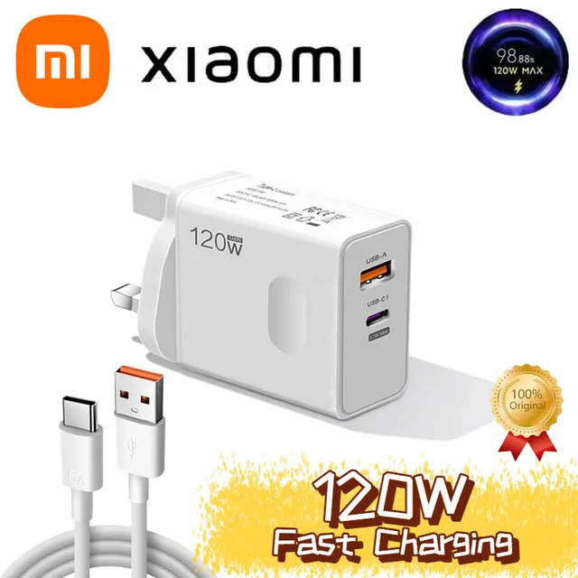 Xiaomi 120w EU US UK Mobile Phone Charger Super Fast Charging Head Flash Charging Suitable For Apple Xiaomi Huawei Samsung 2025 1
