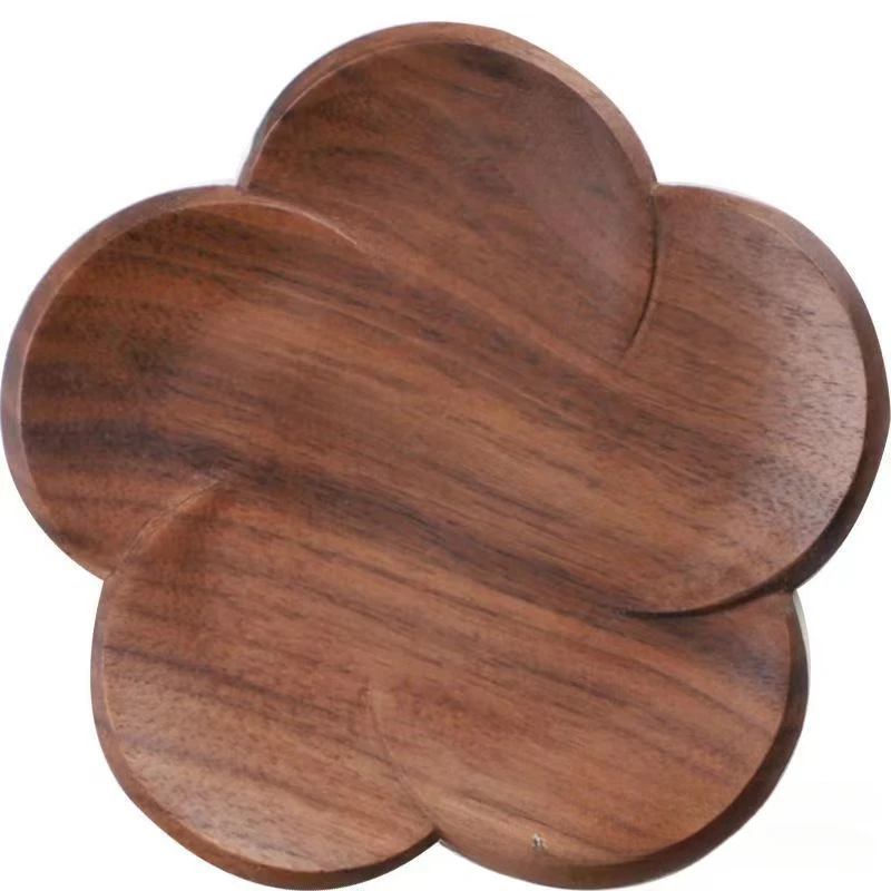 

Black Walnut Coaster Scratch-proof Thermal Insulation Petaloid Wooden Placemat Coffee Table mat Decoration Kitchen Accessories