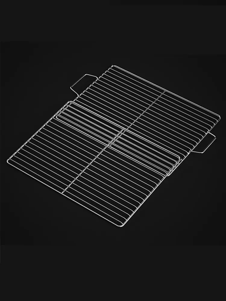 Stainless Steel 304 Food Grade BBQ Charcoal Grate Barbecue Grill Wire Grid Mesh Net with Two Handles Handy Use