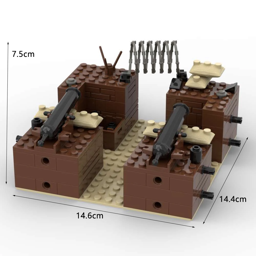 MOC building block model ornament, multiple trench combination kits for battlefield defense works, 16x16 hole bottom plate Toys 2