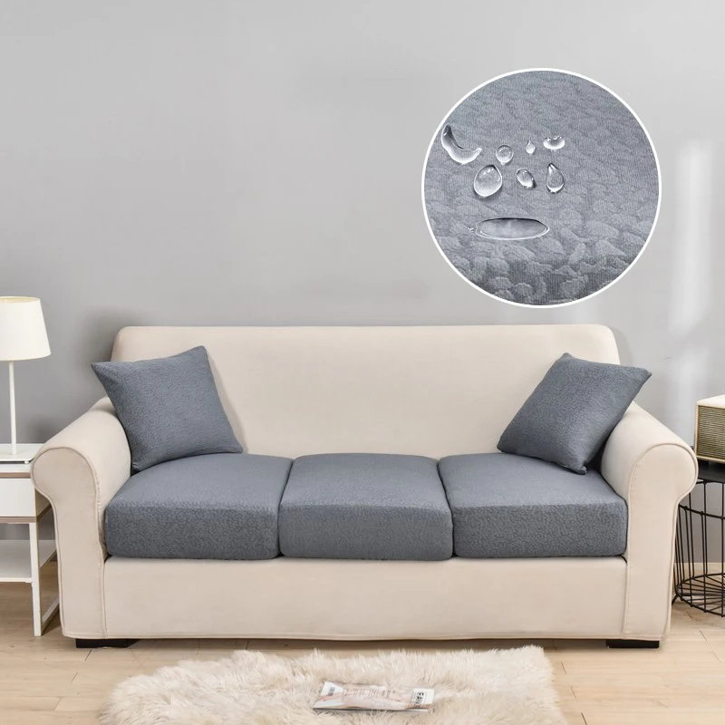 Sofa Cushion Cover Waterproof Polyester Slipcover For Living Room Funiture Protector Seat Cushion Elastic Solid Color 5
