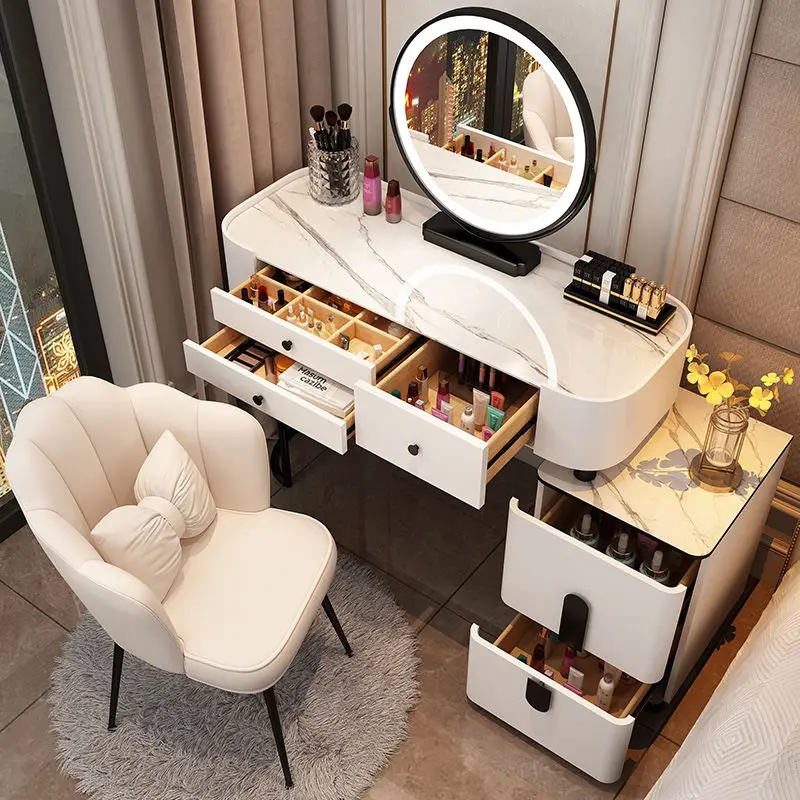北欧スタイルの化粧テーブル鏡付きエレガントで豪華な家具寝室用洗面化粧台
