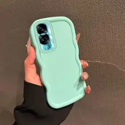 Minimalist Shock - Absorbing Silicone Phone Case - Solid Color Wave Design - Honor 90 Lite (Sky Blue)