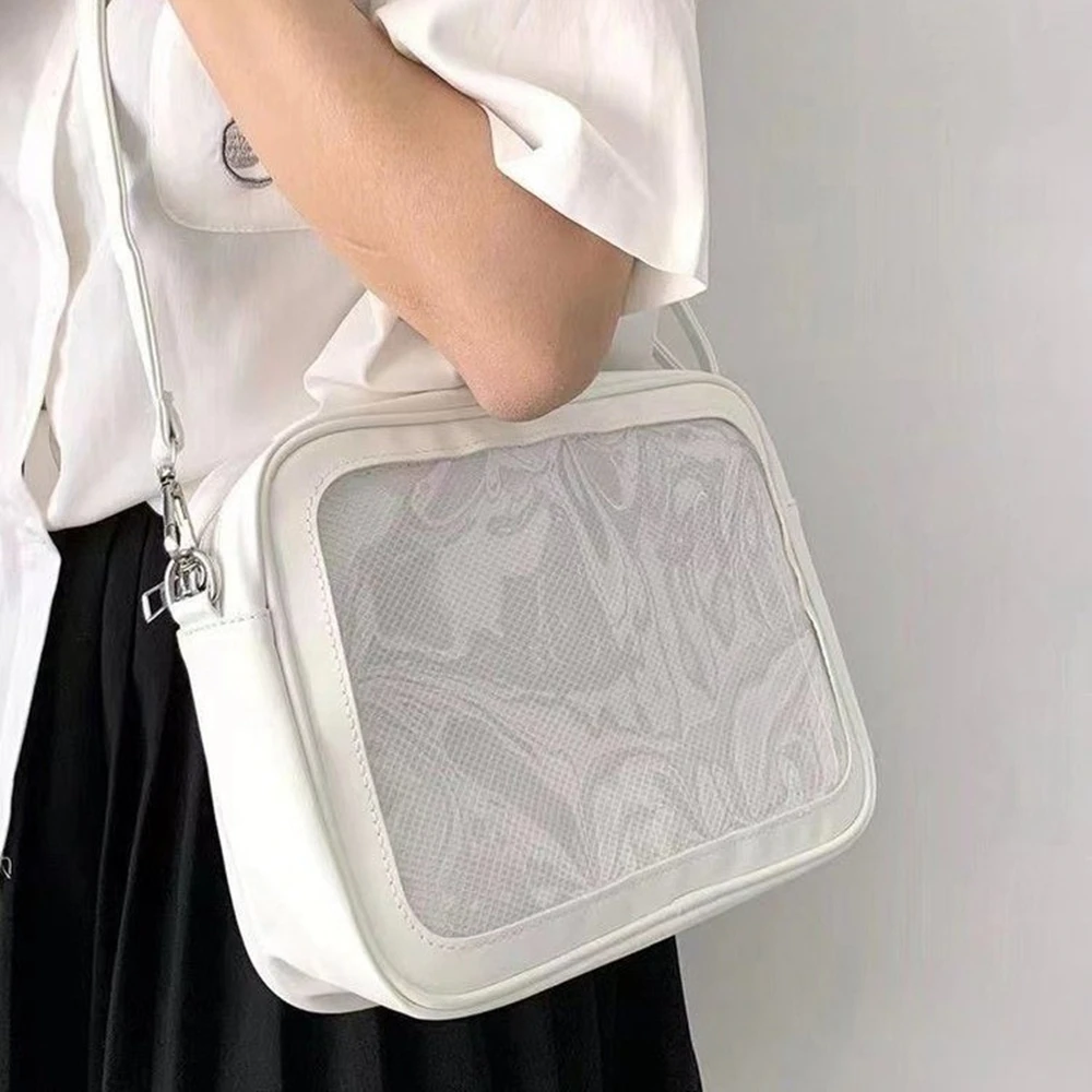 Japanese Harajuku Ita Bag for Women PU Transparent Pocket Itabag High School Girls Uniform JK Crossbody Shoulder Bag Handbags