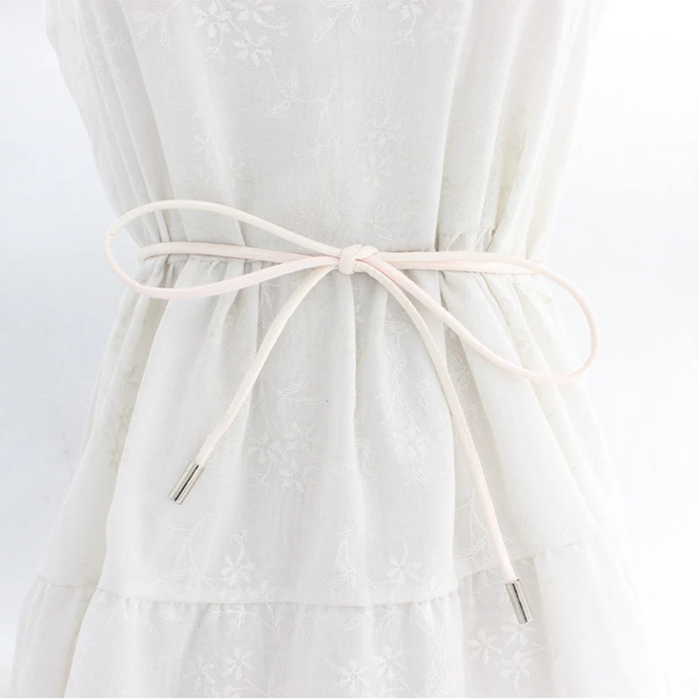 Vintage Bow Knot Thin Leather Belt for Women - Waistband Accessory for Dresses, Skirts, Sweaters, and Coats