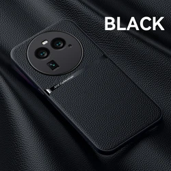 Leather Magnetic Car Holder Phone Case with Metal Plate Back Cover for Find X6 Pro (Black)