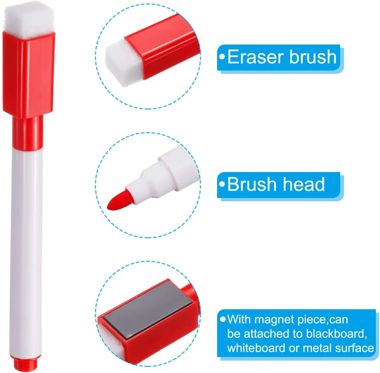 건식 지우개 마커 펜, 24개 자석형 8색 잉크, 미세한 팁, 저취, 지우개 캡 포함, 사무실, 가정, 교실용 화이트보드