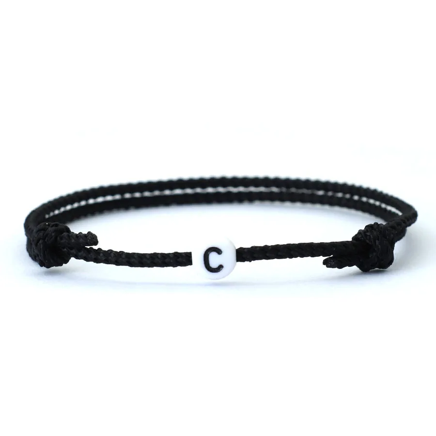 Handmade Black String Unisex Bracelet with Adjustable Closure