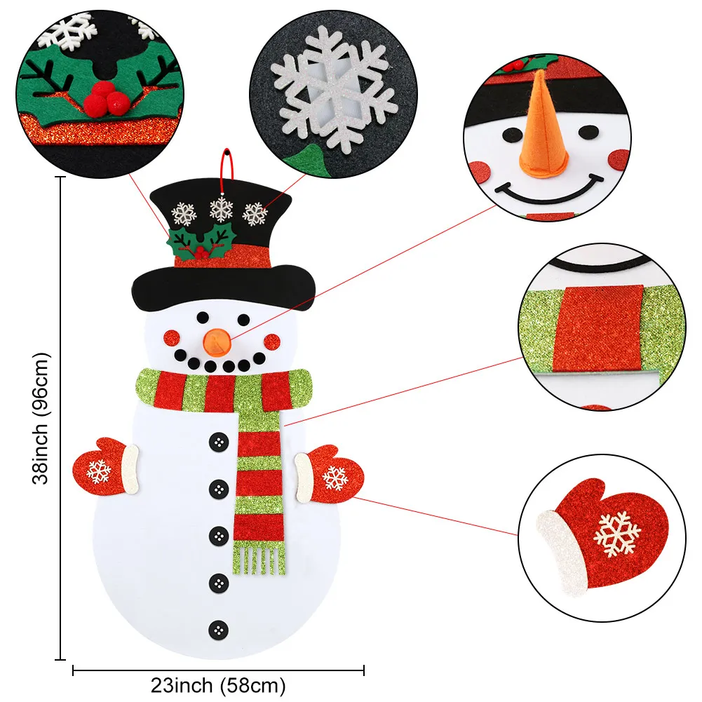 OurWarm Christmas Decoration DIY Felt Christmas Snowman Game Set with 31  Detachable Ornament Wall Hanging Xmas Gift 39 x 20 Inch - AliExpress