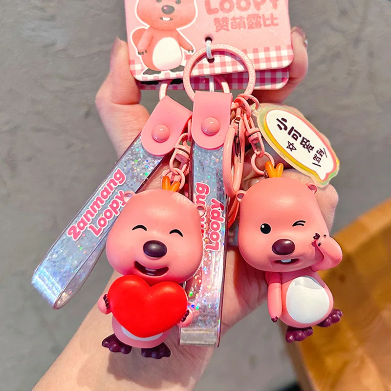 

Брелок Kawaii Loopy, оригинальный брелок с рисунком, брелок с подвеской в виде рюкзака бобра, высокое качество, брелок для пары, подарок для друга