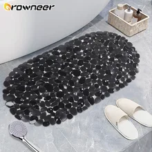 PVC Anti-skid Bath Mats Cobblestone Oval Shower Room Massage Mat Suction Cup Bathtub Carpet Solid Color Bathroom Accessories