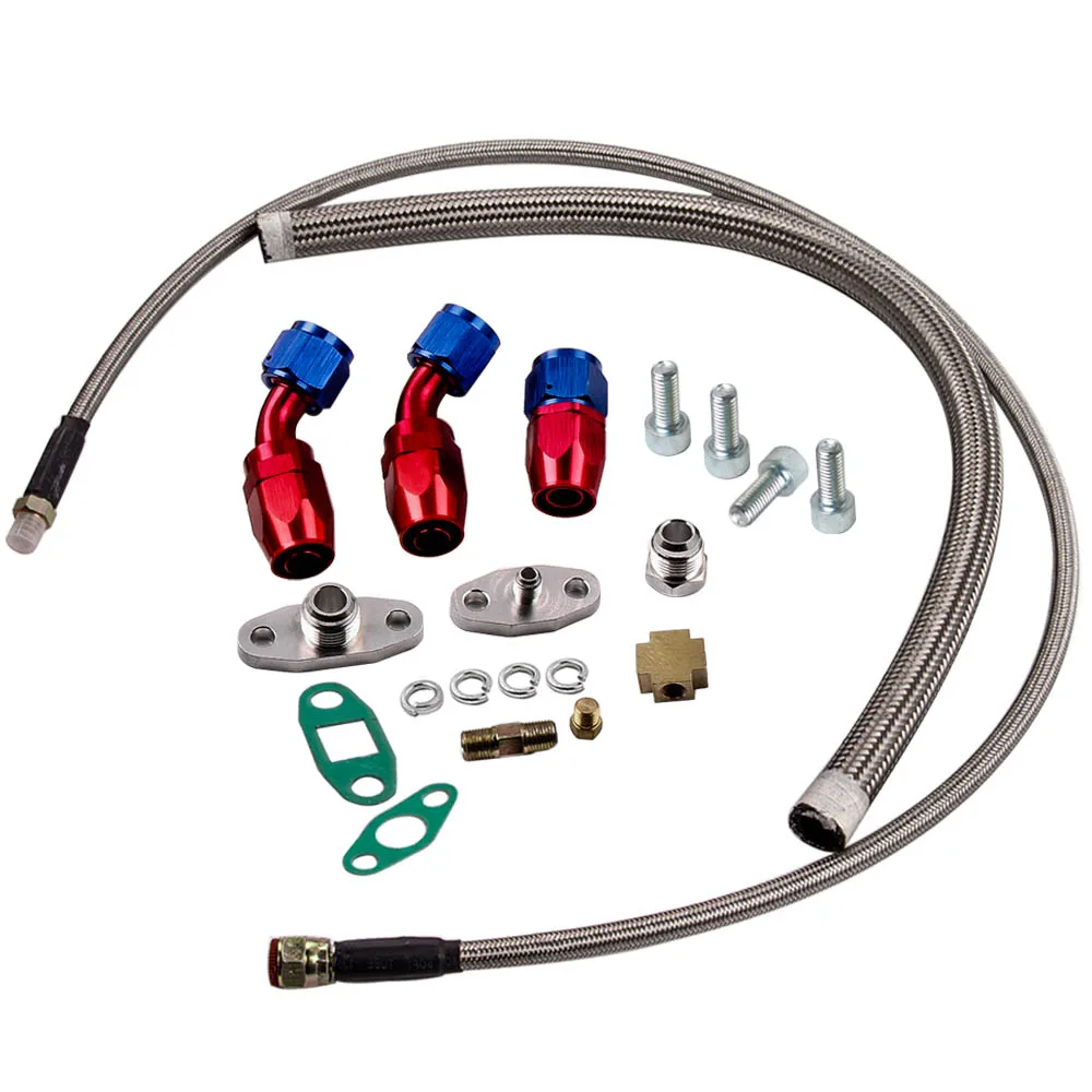 T3 TO4E T04E V-band 420hp Turbocharger 0.63 AR Oil inlet outlet Line Kit
