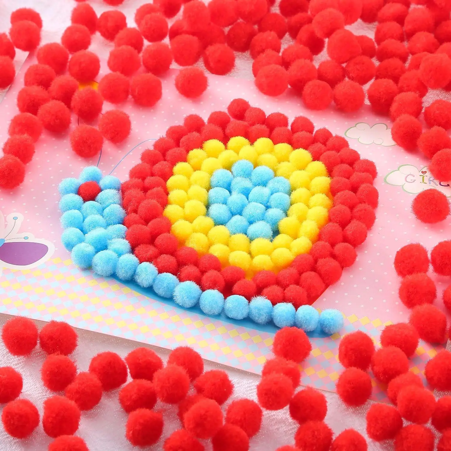 200 Pcs 2cm Pompoms Multicolor Valentine Day Arts And Pom Poms Balls And 100 Pcs wiggle Eyes For DIY Creative Crafts Decorations pom poms craft supplies