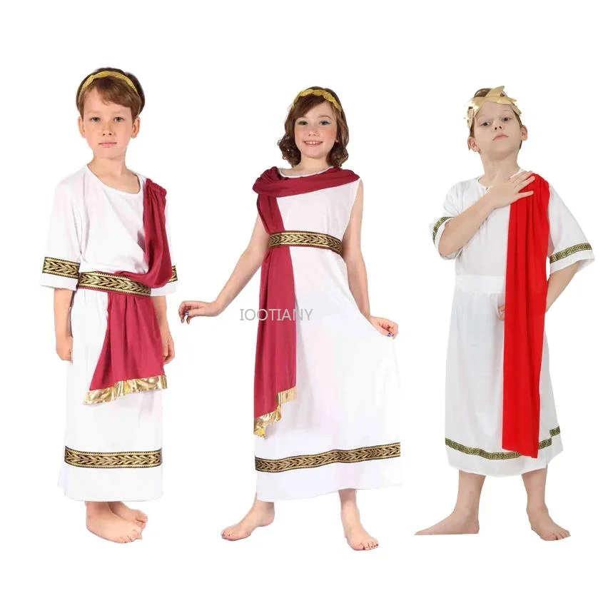 Kids Children Caesar Cosplay Set Boy Girls Greek Mythology God Zeus Costumes Carnival Purim Parade Role Play Showing Party Dress