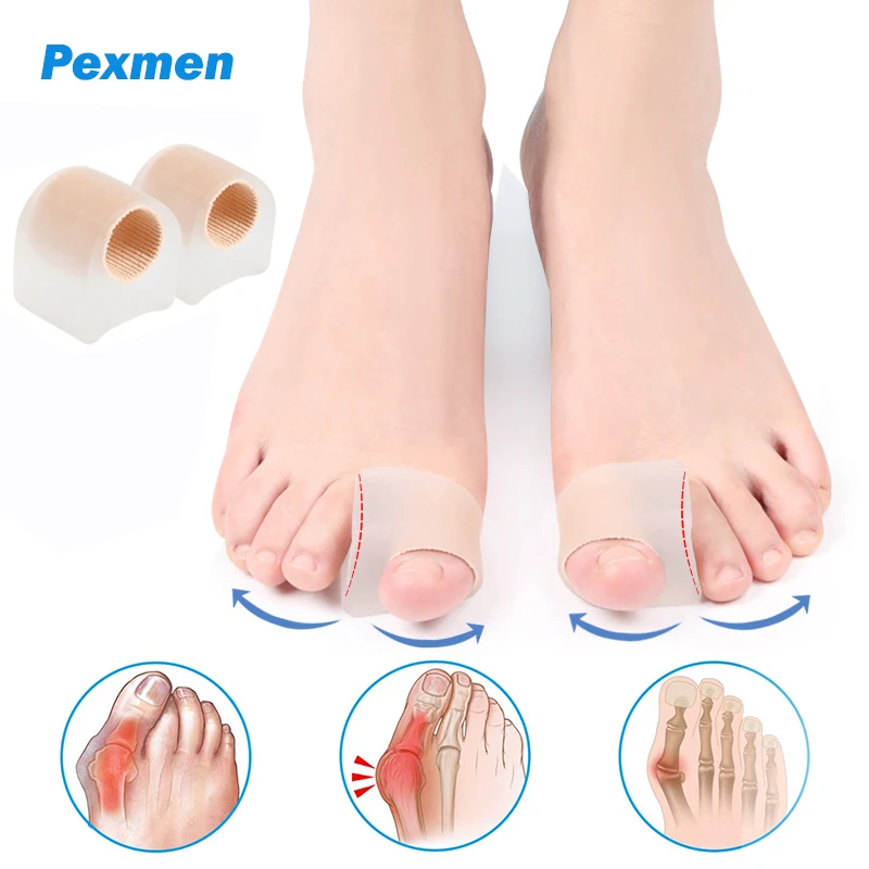 Pexmen 2Pcs Toe Separator Bunion Corrector for Overlapping Toe Spacers with Soft Gel Lining for Hallux Valgus Bunion Pain Relief new 2pcs 1pair bunion corrector gel pad stretch nylon hallux valgus protector guard toe separator orthopedic supplies foot care
