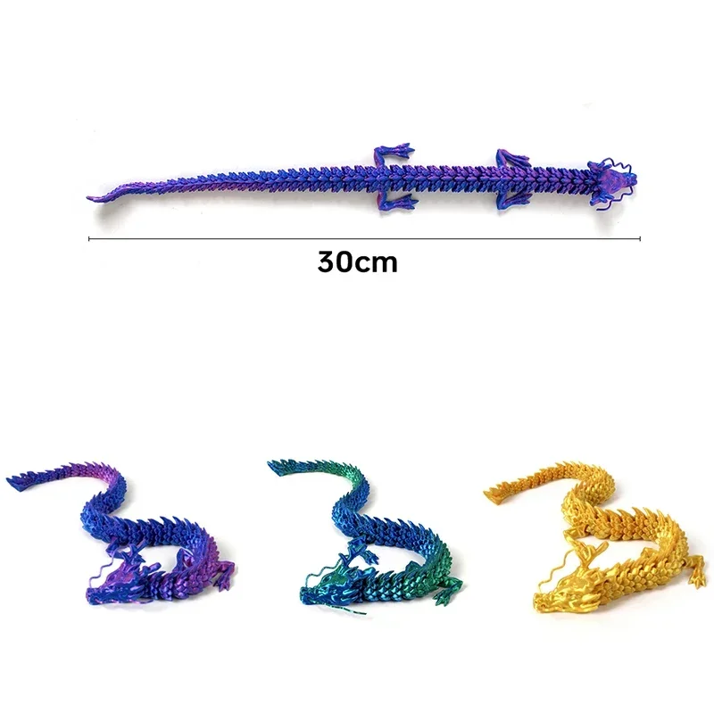 New 30cm 3D printed Chinese dragon Shenlong crafts ornamentsToy joint movable dragon Model Home Office Decoration Decor Gifts