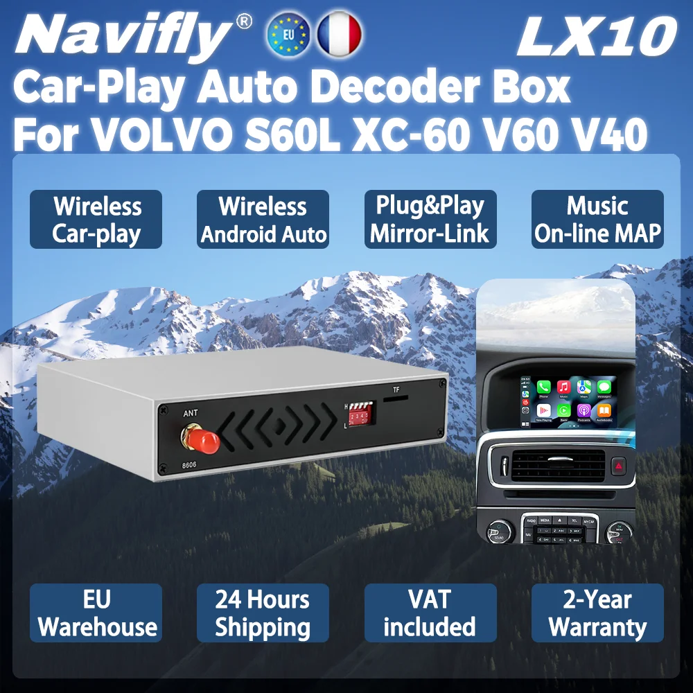 NAVIFLY Do VOLVO S60L XC-60 V60 V40 Oryginalny Ekran Samochodowy Bezprzewodowy CARPLAY Android Auto Dekoder Obsługa Mirror Link-K Music