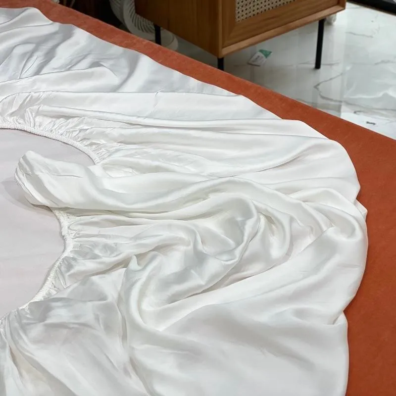 600TC 100%Eucalyptus Lyocell Fitted Sheet Twin Double Queen King Elastic Fitted Bed Sheet Nature Soft Silky Sheet Pillowcases 3