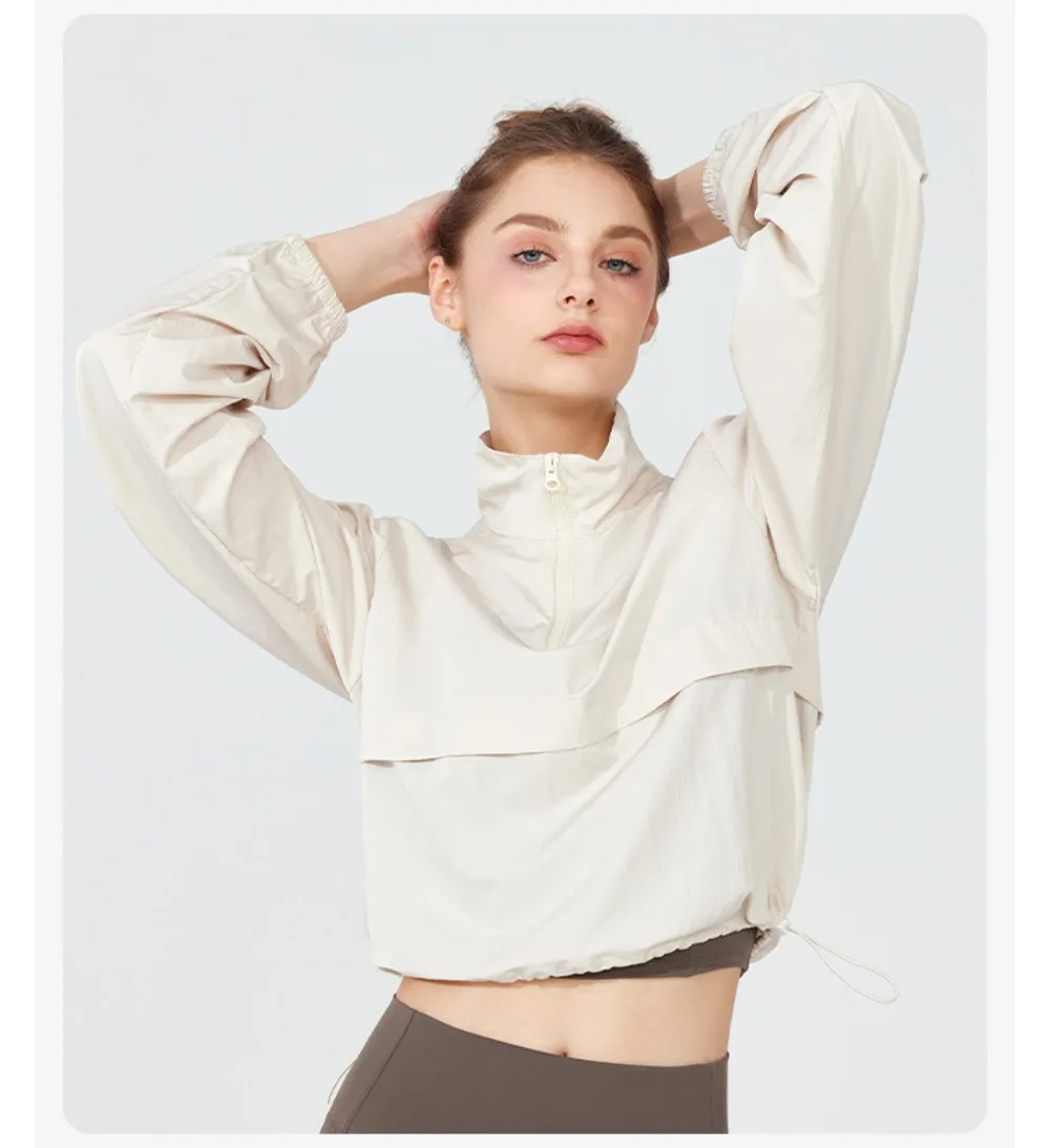 Winddichte, leichte Damenjacke, langärmelig, Sonnenschutz, Yoga-Vertuschung, lässige Windjacke, Sport-Oberbekleidung, Wandern, Laufen – Detail 5