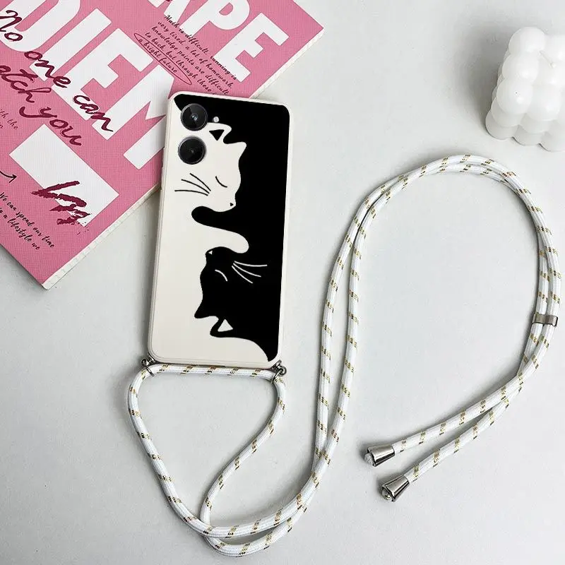 Hug Kitten Crossbody Lanyard Silicone Phone Case Cover