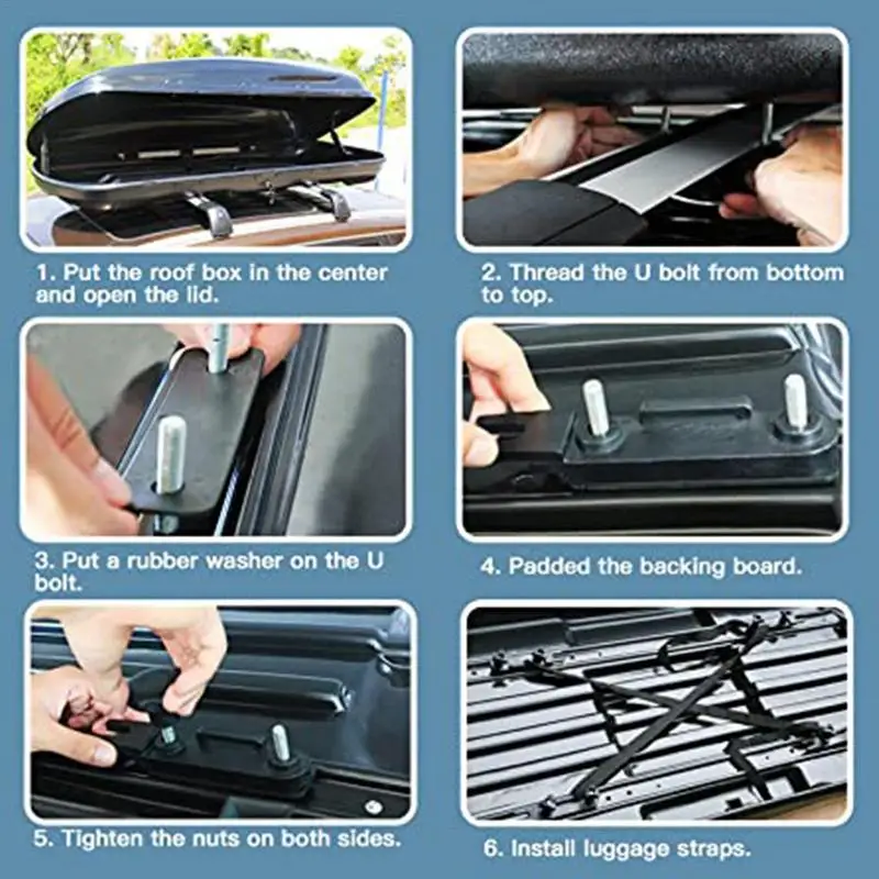 Erato 4 Pack Universal Roof Rack Holder U-Bolts Heavy Duty Clamps 8