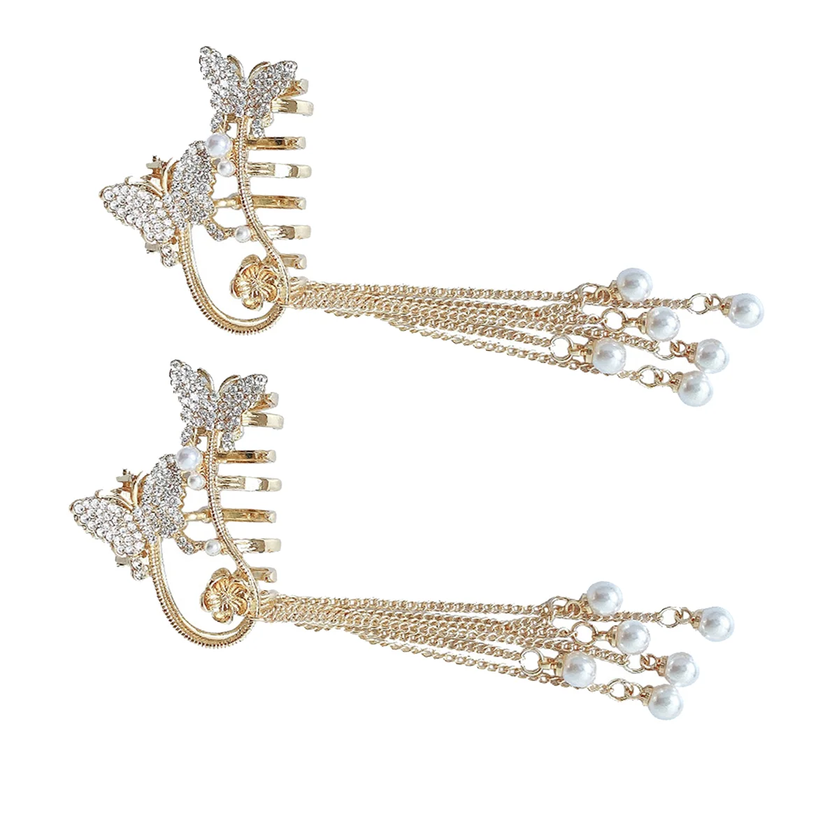 

2Pcs Tassel Drop Hair Claw Clip Hair Holder Butterflies Back Hair Jaw Clip Clamp