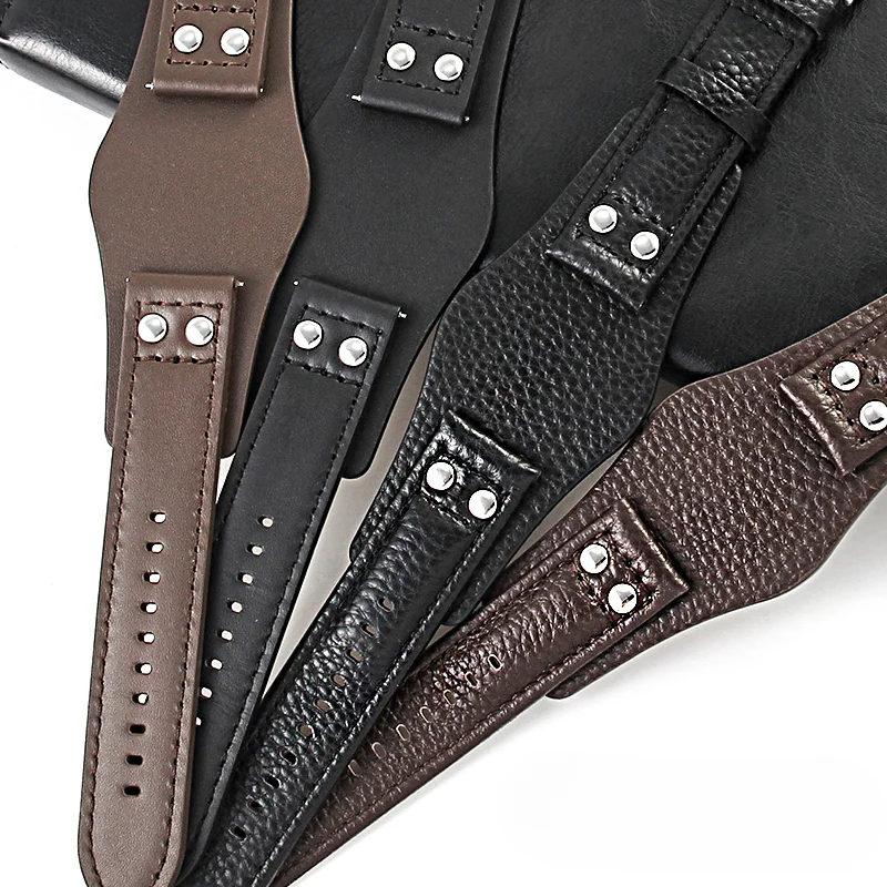 Breathable Skin Friendly Genuine Cowhide Leather Watchband – Waterproof 22mm Strap