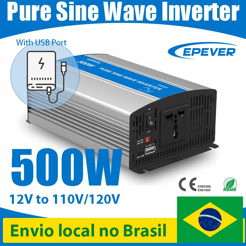 EPEVER 500W Pure Sine Wave Inverter DC Input 12V to AC Output 110V 120V ...