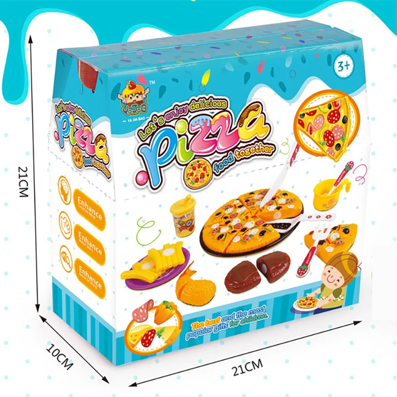 Kids Simulation Food Kitchen Toy DIY Pretend Play Set Cutting Birthday Cake Fries Pizza Game Educational Toy for Girls Gift